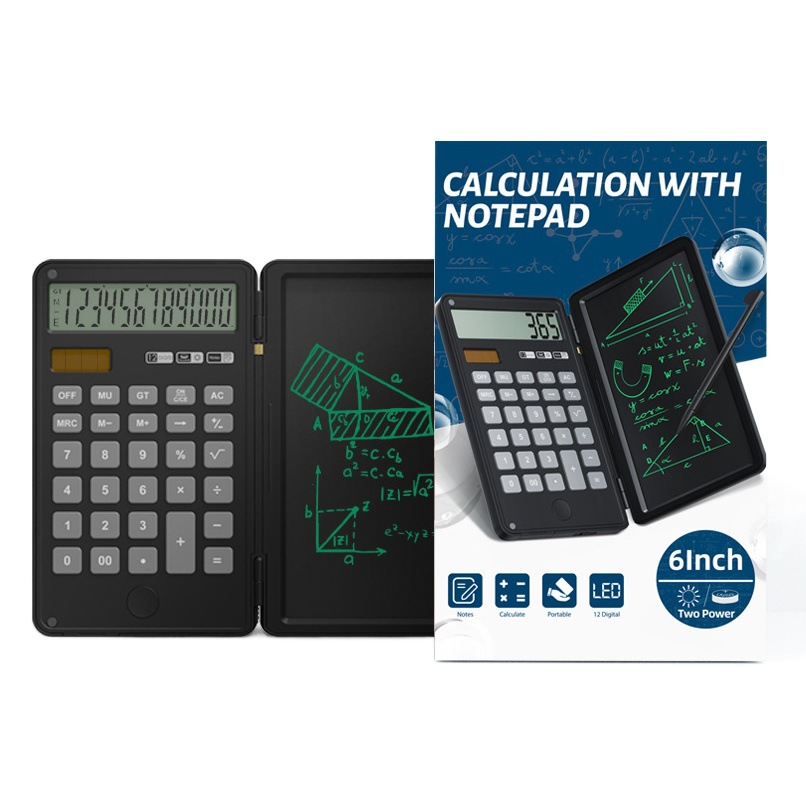 Calculadora con Tablero de Escritura, Tablero de Dibujo Abatible de 12 Dígitos, Bloc de Notas Portátil, Memo, Exclusivo Transfronterizo, Borrable
