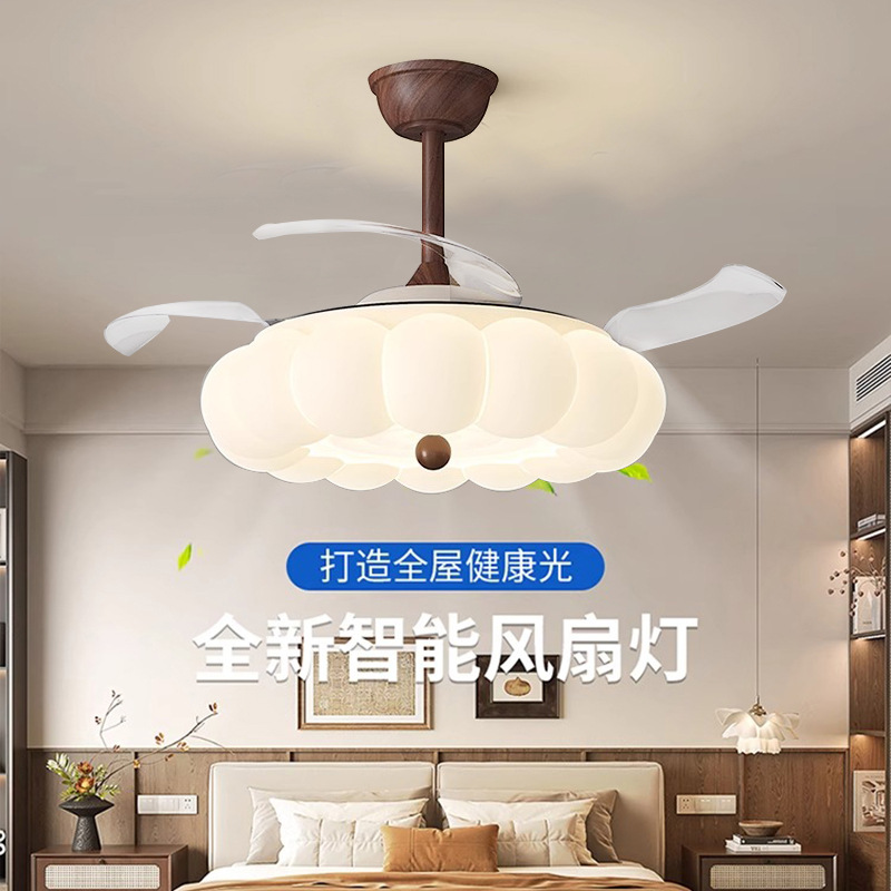 Full Spectrum Modern Simple Invisible Fan Lamp Bedroom Living Room Dining Room Ceiling Fan Lamp Cream Style Home New Electric Fan