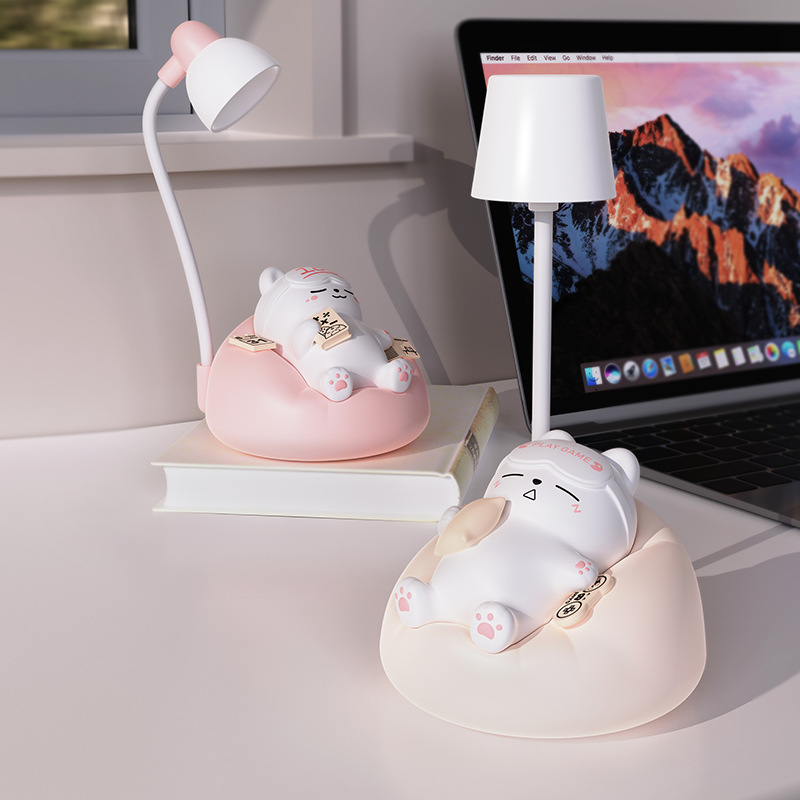 Lámpara de noche para dormir gatos suaves y bonitos 3 ajustes de cabecera de cama para levantarse por la noche para proteger los ojos de alto valor visual de luz de atmósfera