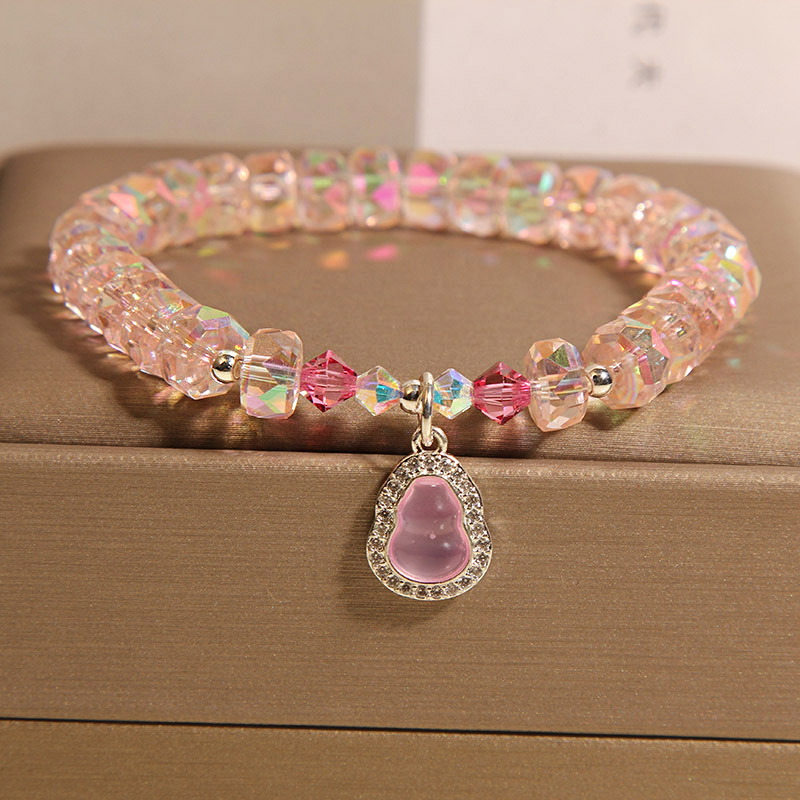 Nueva pulsera de cristal de polvo de cuentas de ábaco chino, verano femenino, lujo ligero, nicho, moda de alta gama, colgante de calabaza, pulsera, pulsera