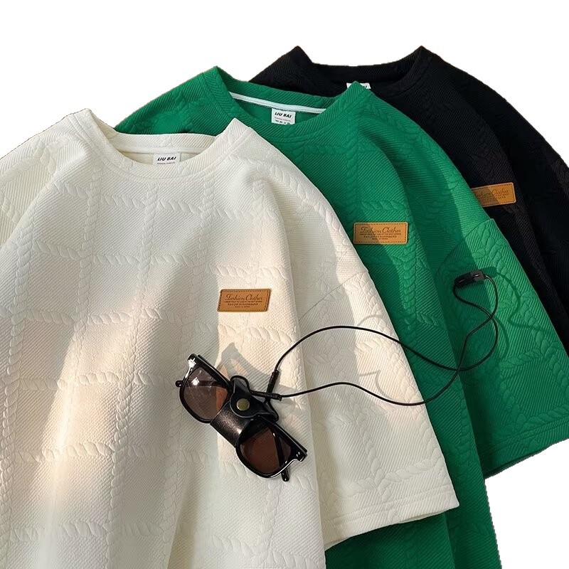 Men's Heavyweight Short Sleeve T-Shirt Premium Cotton Unique Design Casual Streetwear Tee_viptrois.com