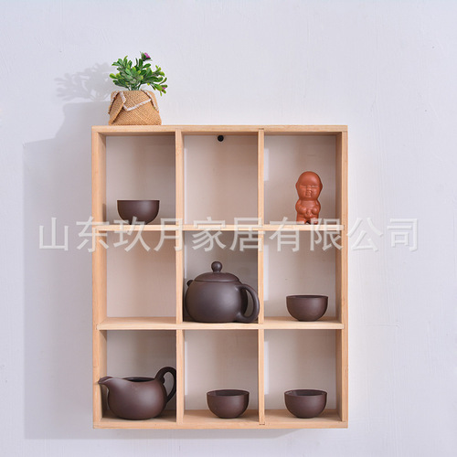Desktop antique cabinet nine-grid grid teapot stand multi-purpose cabinet Chinese storage display shelf wall-mounted display rack