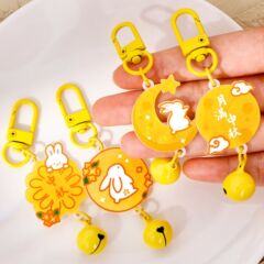 中秋节钥匙扣挂件学生书包可爱挂件萌兔铃铛挂饰饰品送闺蜜小礼物