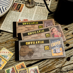 Mojing Gold Foil Sticker Album Coffee Illustrated Series Retro Literary Handnote Material Decorative Base Paper 8 Styles