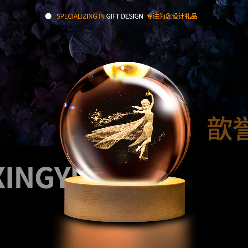 Luminosa galaxia cristal bola noche luz galaxia cristal artesanía 3D láser interior talla Regalo de Cumpleaños decoración creativa