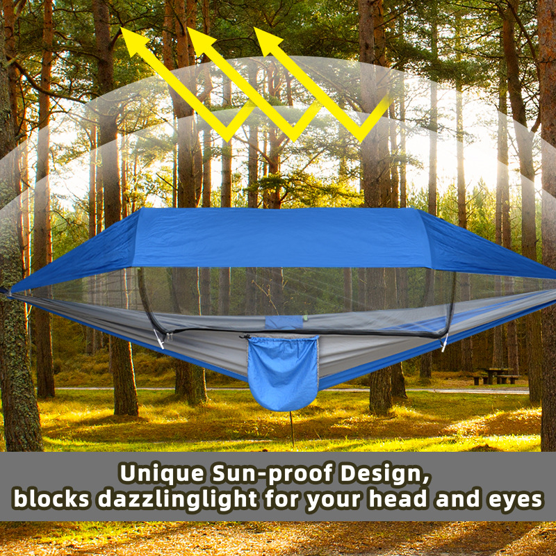 국경 간 TEMU 모기 해먹 야외 캠핑 장비 스윙 두꺼운 모기장 해먹 자외선 차단제 290*140