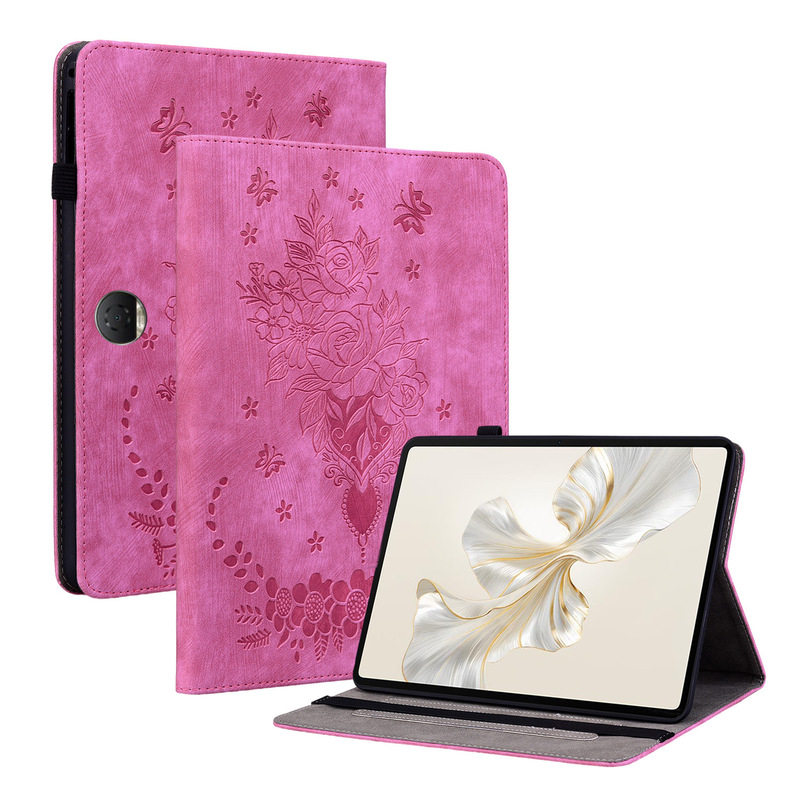 Suitable for Glory Pad 9 Flat Leather Case Xiaomi Pad 5 Frosted Butterfly Rose Embossed Card Holder