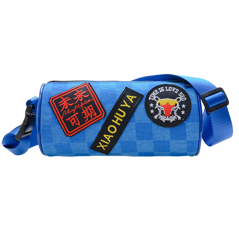 Nuevo bolso de mujer vaquero de primavera 2025 versión coreana del tablero de ajedrez bolso de hombro único cubo de agua bolso de padres e hijos