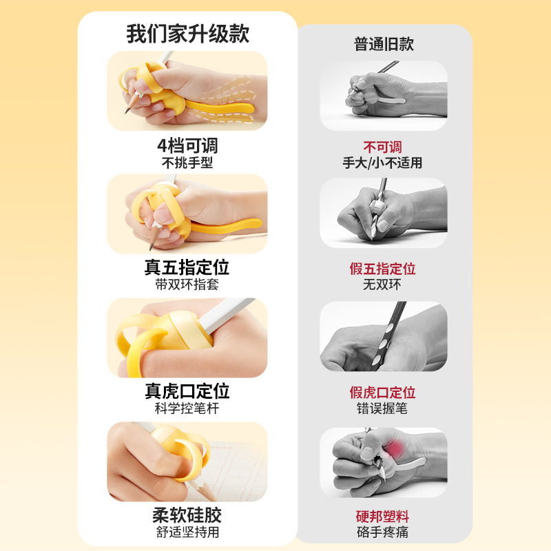 猫太子卡通小蜜蜂可调防勾腕握笔器儿童软硅胶写字控笔硅胶保护套|undefined