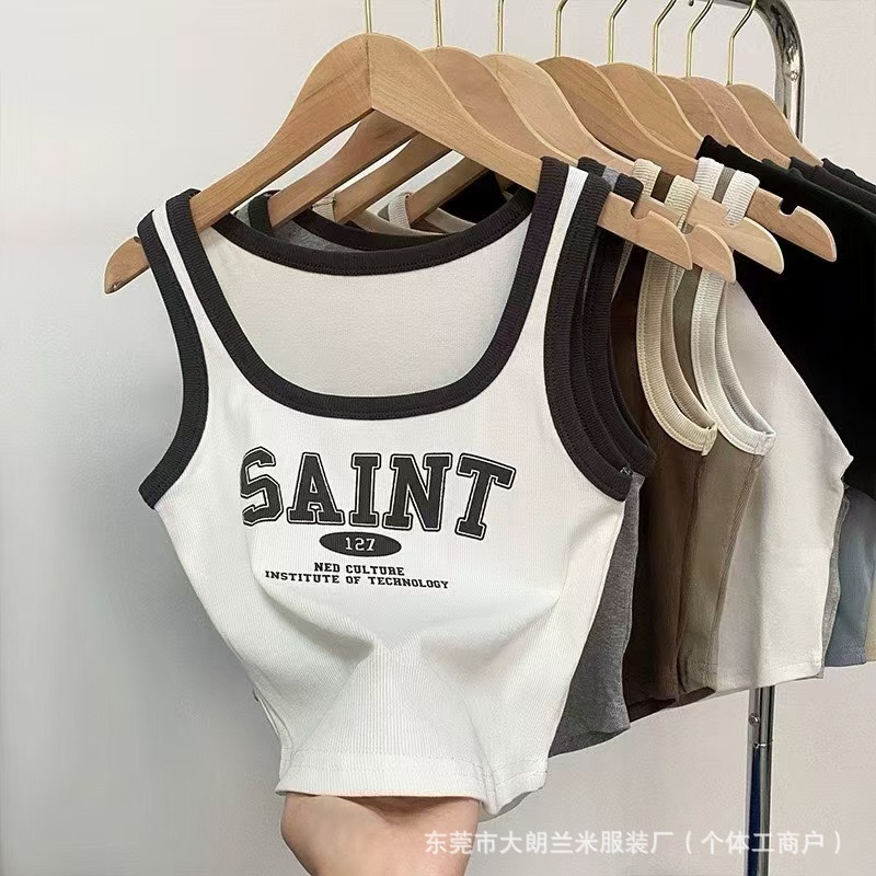 Chaleco pequeño de estilo coreano, mujer dulce y caliente con bordado en el interior, vestido corto sin mangas, base envuelta en el pecho, hermosa camisa de espalda