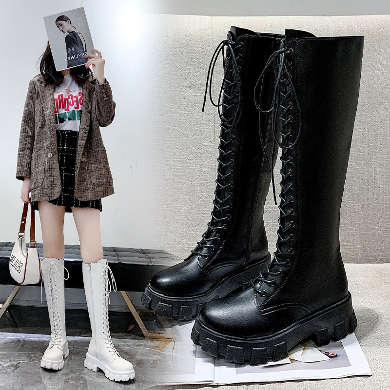 High Barrel Martin Boots Women's Autumn New British Style Lace-up Handsome Motorcycle Boots Thick-soled Long Barrel Knight Boots High Barrel Martin Boots Women's Autumn New British Style Lace-up Handsome Motorcycle Boots Thick-soled Long Barrel Knight Boots