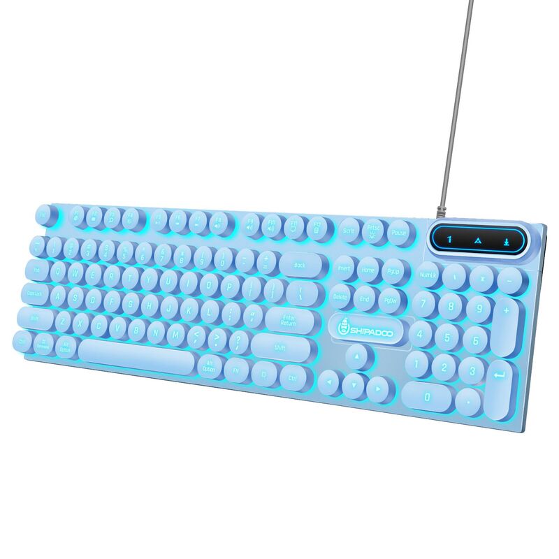 D500 punk wired USB port luminous gaming keyboard mouse suit pink blue punk round key word through key D500 punk wired USB port luminous gaming keyboard mouse suit pink blue punk round key word through key