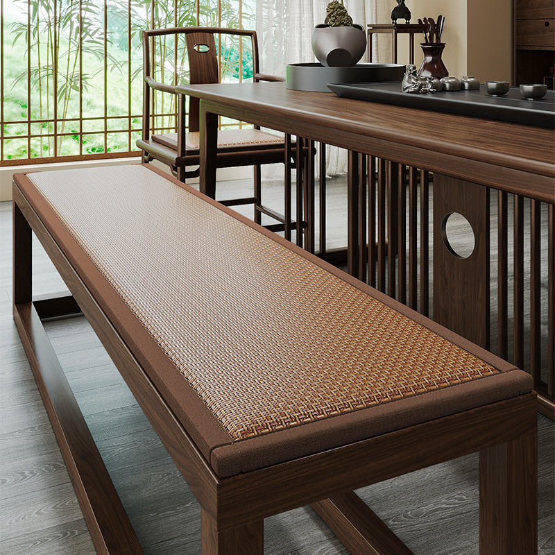 Verano fresco de madera sólida, cojín de asiento largo