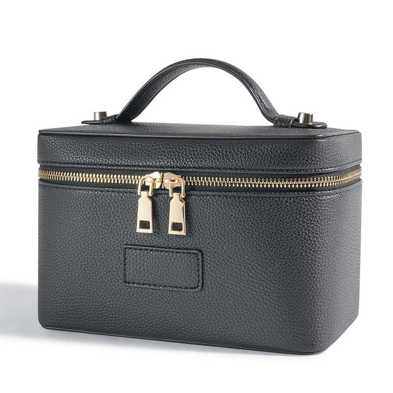 Ручная вместительная косметичка из искусственного кожзама черный organizer bag 2025 год