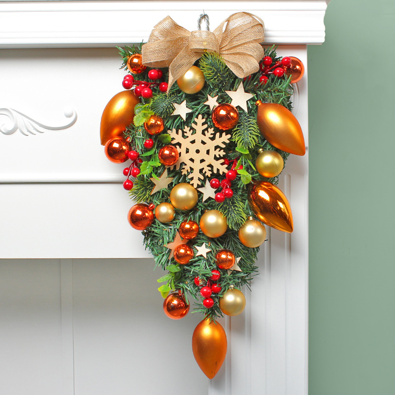 Cross-border Christmas tree willow garland Christmas snowflake wall hanging decoration Christmas tree in the mall window water droplet hanging tree garland