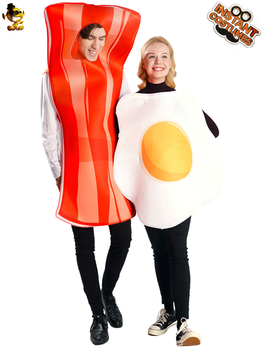 Halloween adulto hombres y mujeres pareja de huevo escalfado tocino partido traje divertido gourmet Cosplay