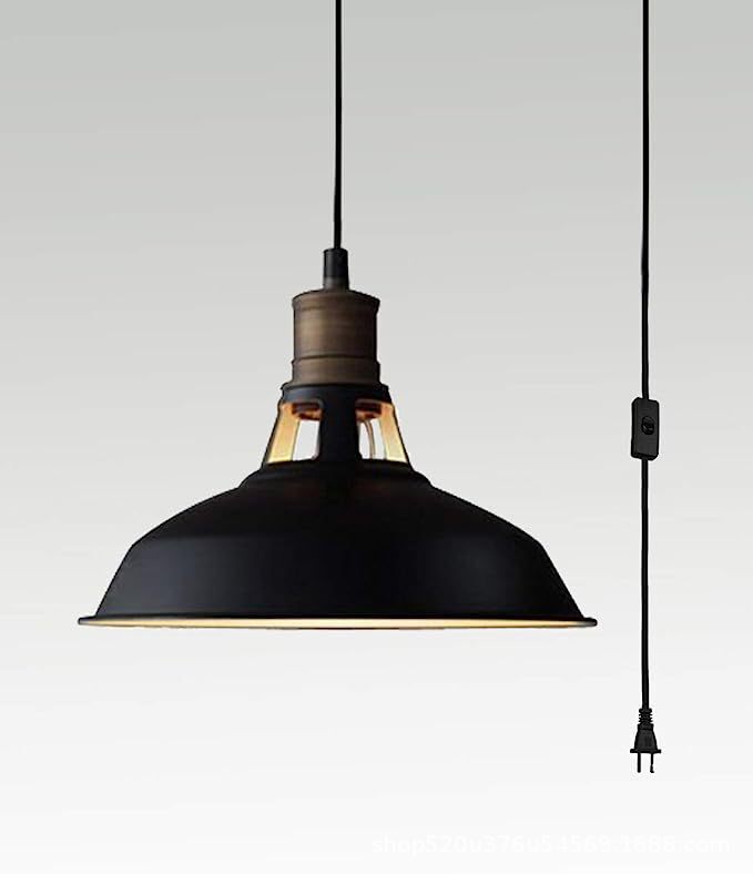 Retro American industrial style plug-in Barn chandelier black farmhouse chandelier with Switch plug wire restaurant chandelier