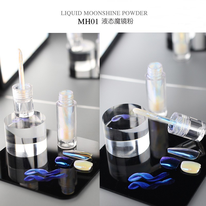 Nuevo arte de uñas de Venta caliente Aurora líquido polvo de espejo mágico polvo no volador líquido espejo de harina polvo de hadas arte de uñas líquido mágico