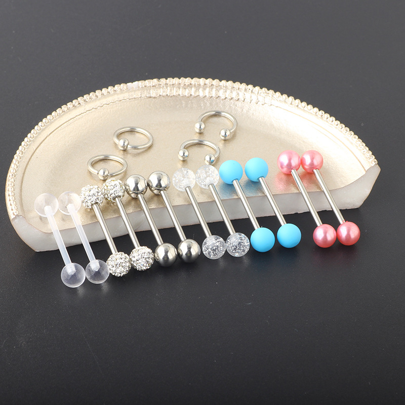 Rose Gold 16Pcs Stainless Steel Nipple Ring Set with Safety Lock Design Body Piercing Jewelry detail image 17