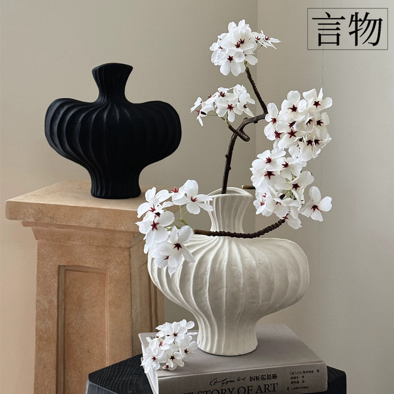 塑料艺术仿陶瓷花瓶感摆件客厅插花侘寂风水培鲜花众桌面装饰|undefined