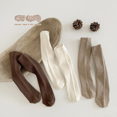 Girls' socks, autumn and winter warm children's socks, Japanese and Korean long tube over-knee socks, combed cotton solid color baby calf socks trend