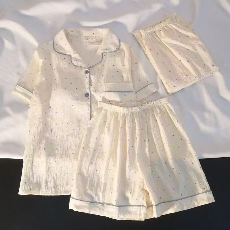 新品短袖三件套2025云朵绵夏天短袖长裤三件套可爱睡衣女家居服|undefined