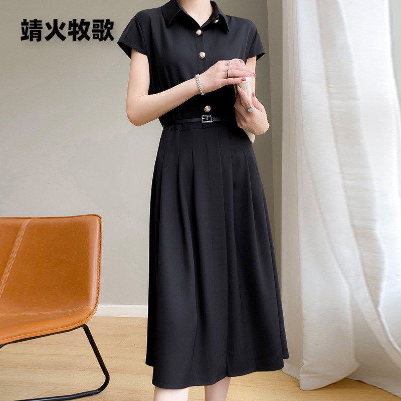 High-end Shirt dress Women's 2023 Summer New Style Elegant Waist Slimming Mid-length Dress Acetic Acid Satin Skirt High-end Shirt dress Women's 2023 Summer New Style Elegant Waist Slimming Mid-length Dress Acetic Acid Satin Skirt