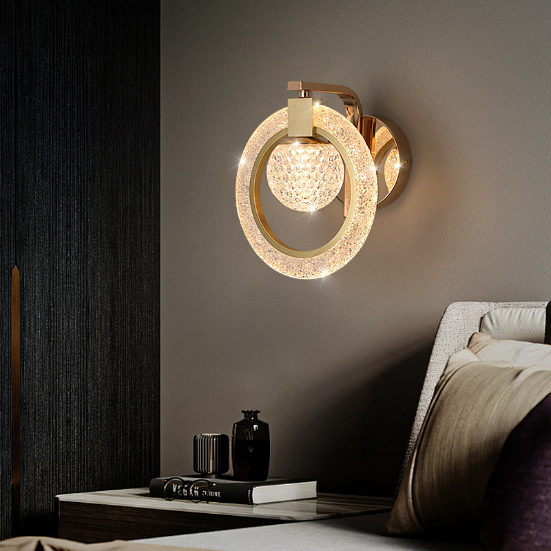 Moda 2025 lámparas simples escaleras de pared lujosas de fondo lujosas lámparas de cama de pared de dormitorio lámpara de sala de estar