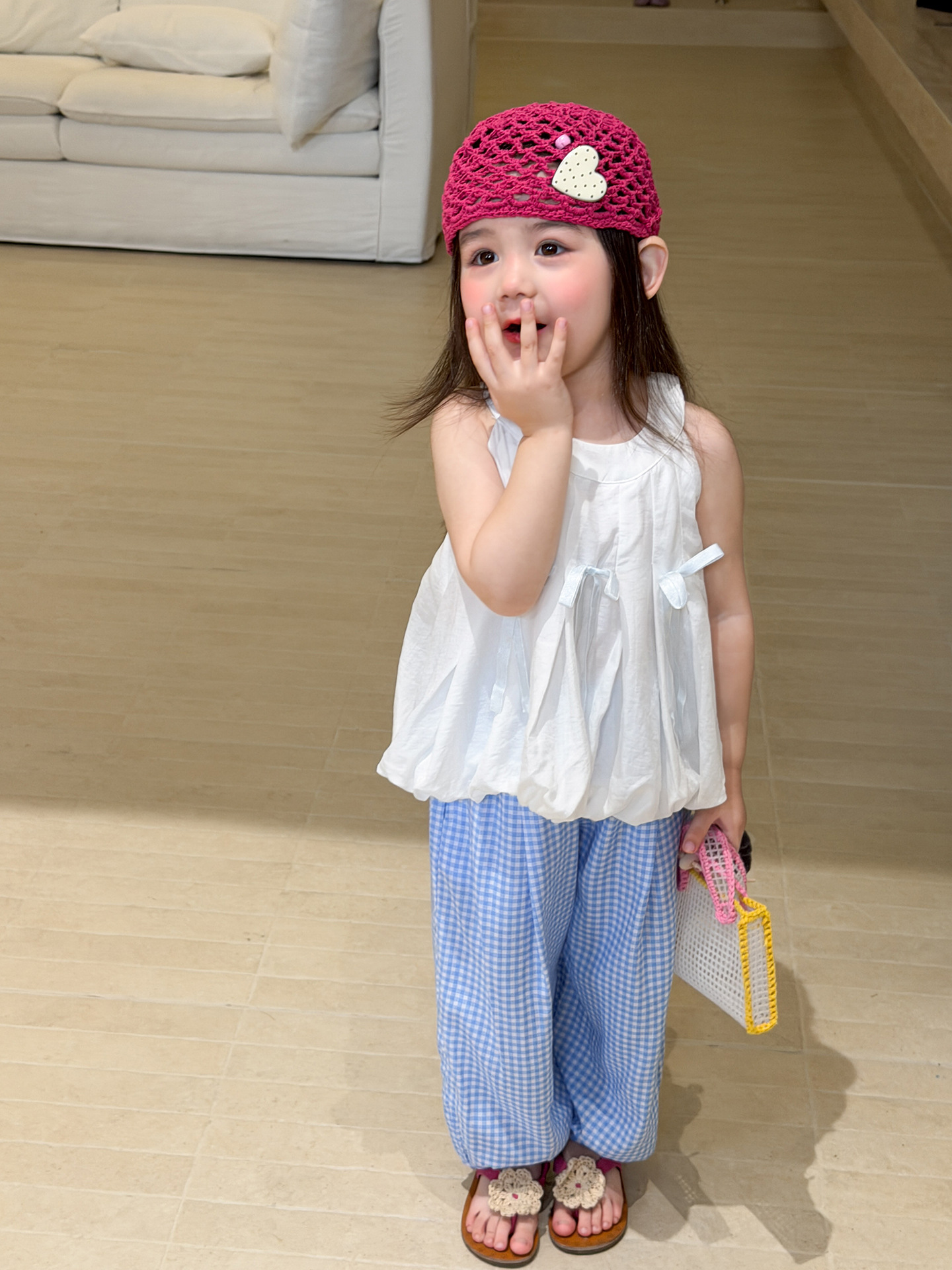Sugar Pear ropa infantil chaleco de verano delgado 2026 ropa de niños de aire extranjero bebé sin mangas brotes de flores chaqueta