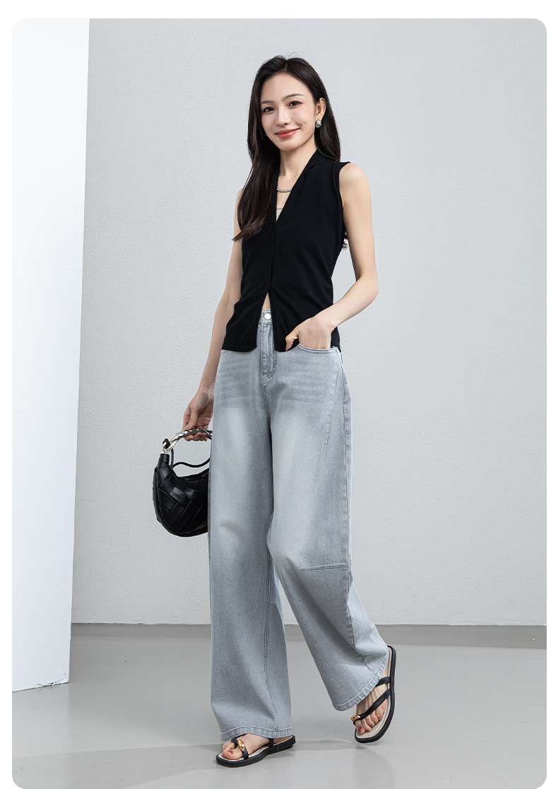 Quần culottes nữ ống rộng cạp cao dáng suông chất liệu tencel mềm mại — màu xám chi tiết 20
