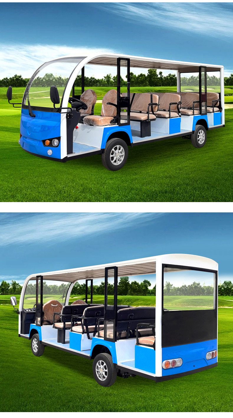 Electric Sightseeing Car with 14 Seats, Semi-Enclosed Shuttle Bus for Tourist Areas, Electric Shuttle Bus for Property Viewings, Electric Sightseeing Car for Tourist Areas
