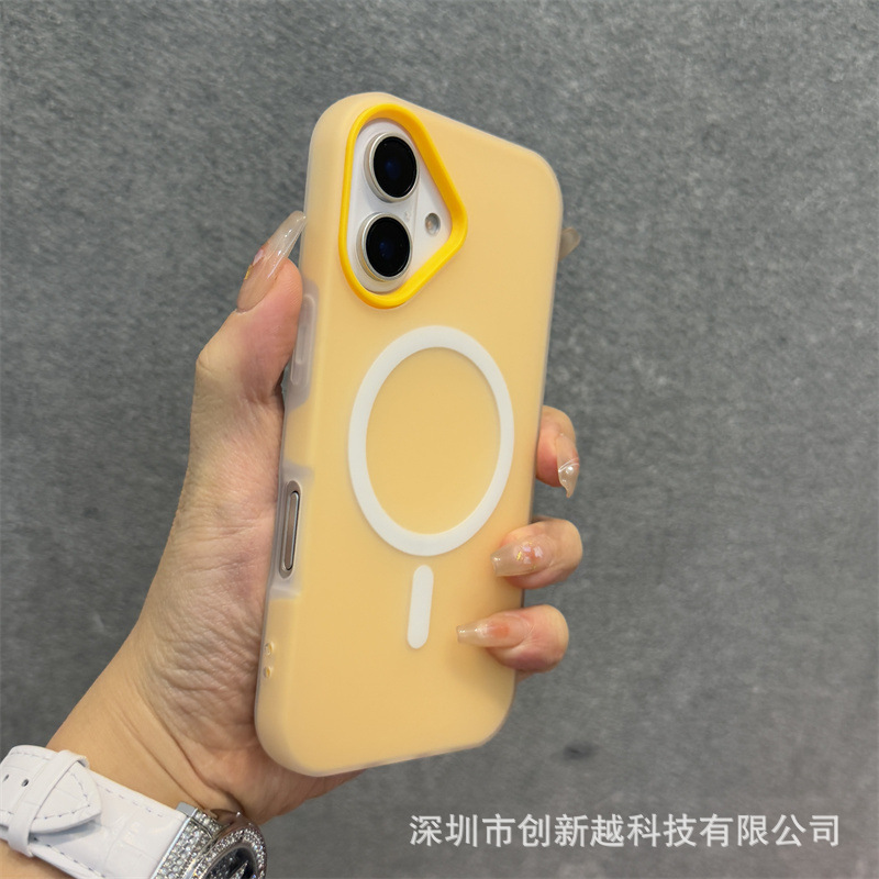 Apple 16promax ゼリー肌感触ツーインワン携帯電話ケース iPhone17 つや消し磁気吸引 15 ストラップカバーに適しています。|undefined
