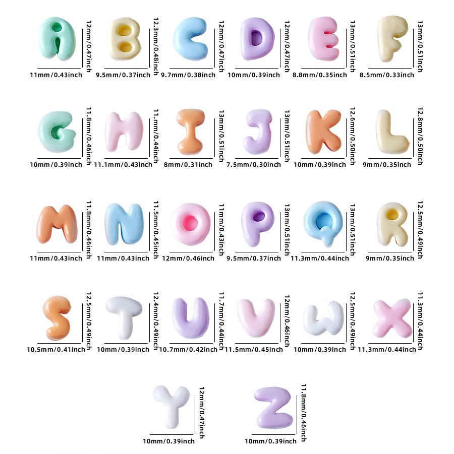 26个字母混款树脂美甲配件迷你 ABCD英文字母DIY奶油胶手机壳发夹