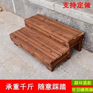 Wholesale Anti-Corrosion Solid Wood Step Stool Outdoor Balcony Step Step Indoor Kitchen Step Board Office Shelf