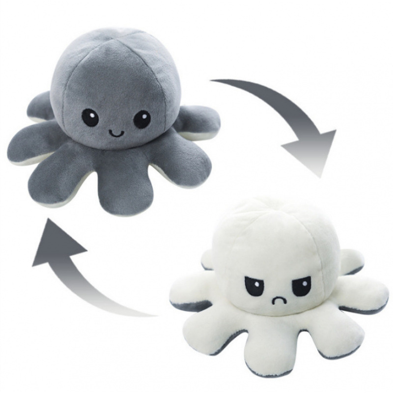 Reversible Octopus Plush Toy Flip Octopus Doll Double Sided Stuffed Animal For All Ages_voghion.com