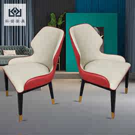 现代简约皮革家用铁艺餐椅酒店轻奢创意软包靠背椅子影楼化妆椅