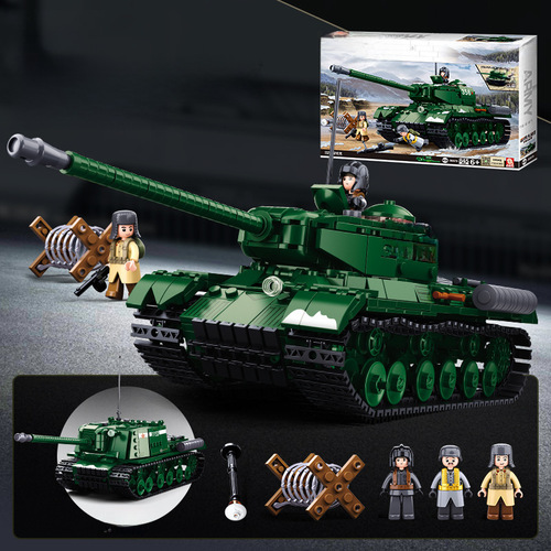 Small Lu Ban B0678-0981 World War II Series T34/85 Tiger King Tank D-Day Model Building Block