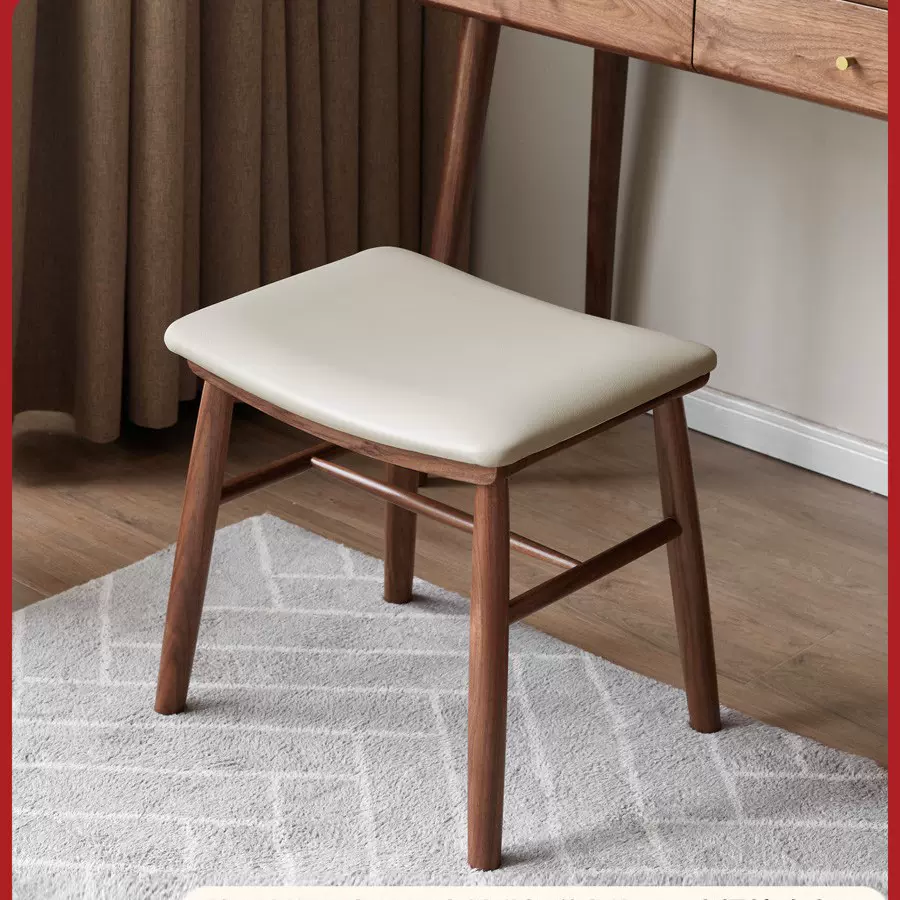 实木化妆凳简约梳妆凳软包板凳家用方凳布艺换鞋凳皮凳子