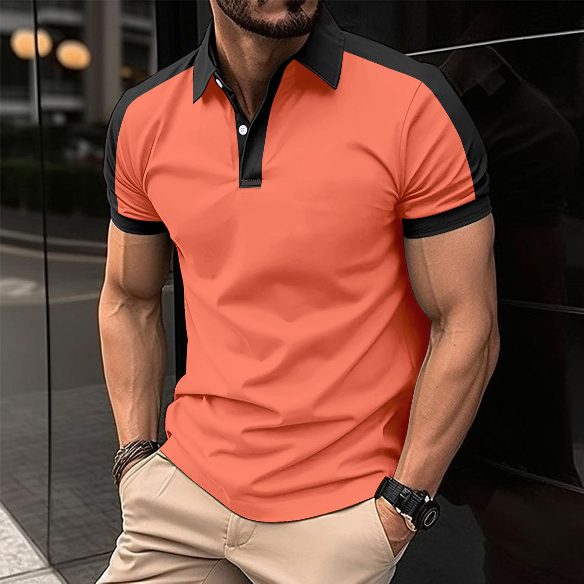 246g Weight Short Sleeve Sleeve Length Polyester Fabric Type Regular Top Length Casual, Daily Occasion Turndown Neckline Regular Fit Fit Type Color Block Pattern Summer Season Men's Gender Simple Style, Classic Style Style Wholesale Men's Polyester Simple Style Classic Style Color Block Short Sleeve Men's T-shirt 8