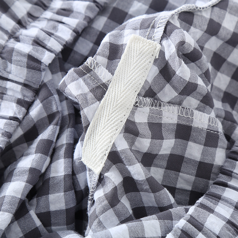 Baumwolle Plaid Design männer Hosen Pyjamas Homewear Anzug für Herbst Dünne Kurzarm Hosen Plaid Homewear Pyjamas Männer – Detail 24