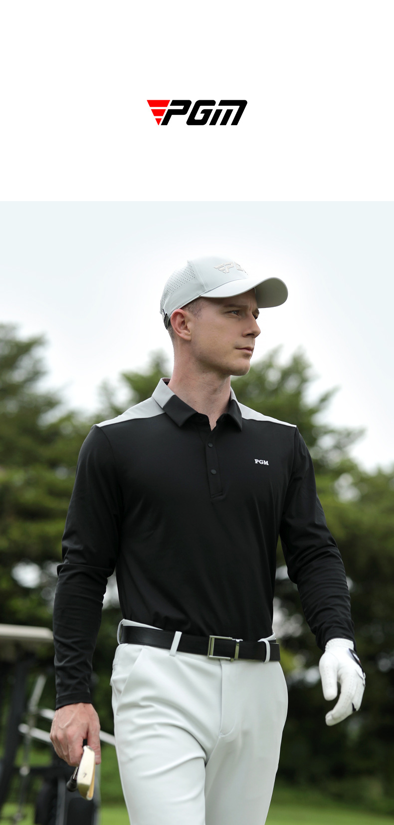 Áo polo golf nam dài tay phối màu cổ bẻ — KUZ166-Quần Đen, YF651-Áo màu trắng, YF651-Áo màu đen, KUZ166-Quần kaki chi tiết 10