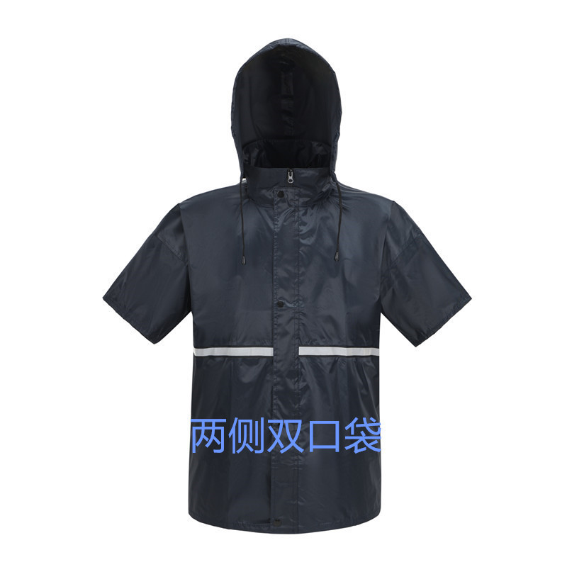 Summer Short-Sleeved Raincoat for Men and Women, Rainproof Rain Poncho for Takeaway Riders, Double-Layer Rain Poncho, Lightweight Waterproof Top Raincoat