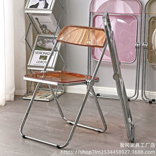 Acrylic Folding Chair Internet Popular Transparent Chair Simple Photo Clothing Store Household Folding Dining Chair Makeup Chair