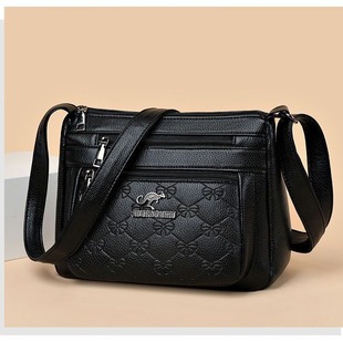 2024 New Texture, White and Elegant, Middle-aged Women's Bags, Mother's Bags, Mother-in-law Bags, Multi-layered Soft Leather Shoulder Crossbody Bags