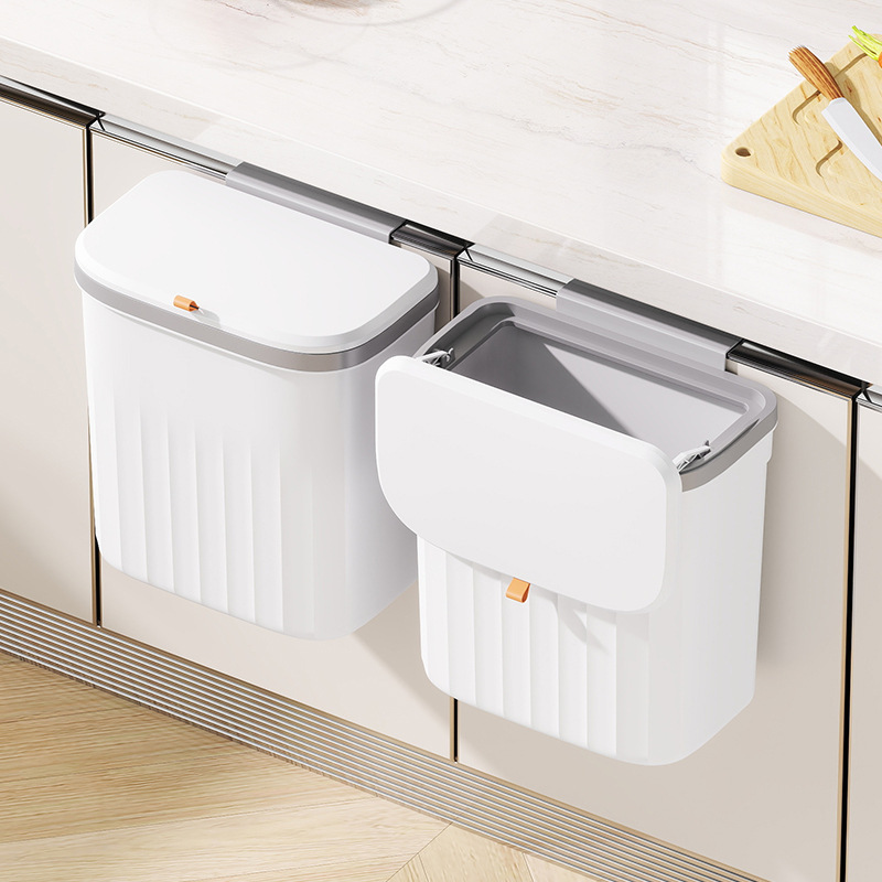 キッチン壁掛けゴミ箱家庭用キャビネットドア蓋付き壁掛け生ごみゴミ箱浴室トイレ吊り下げ|undefined