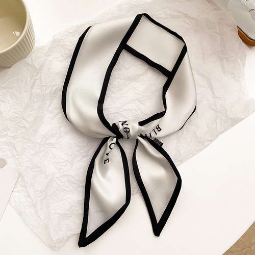 Korean fashion letters, narrow and long ribbons, women's fashionable small silk scarves, headbands, spring and autumn decorative scarves, tied scarves