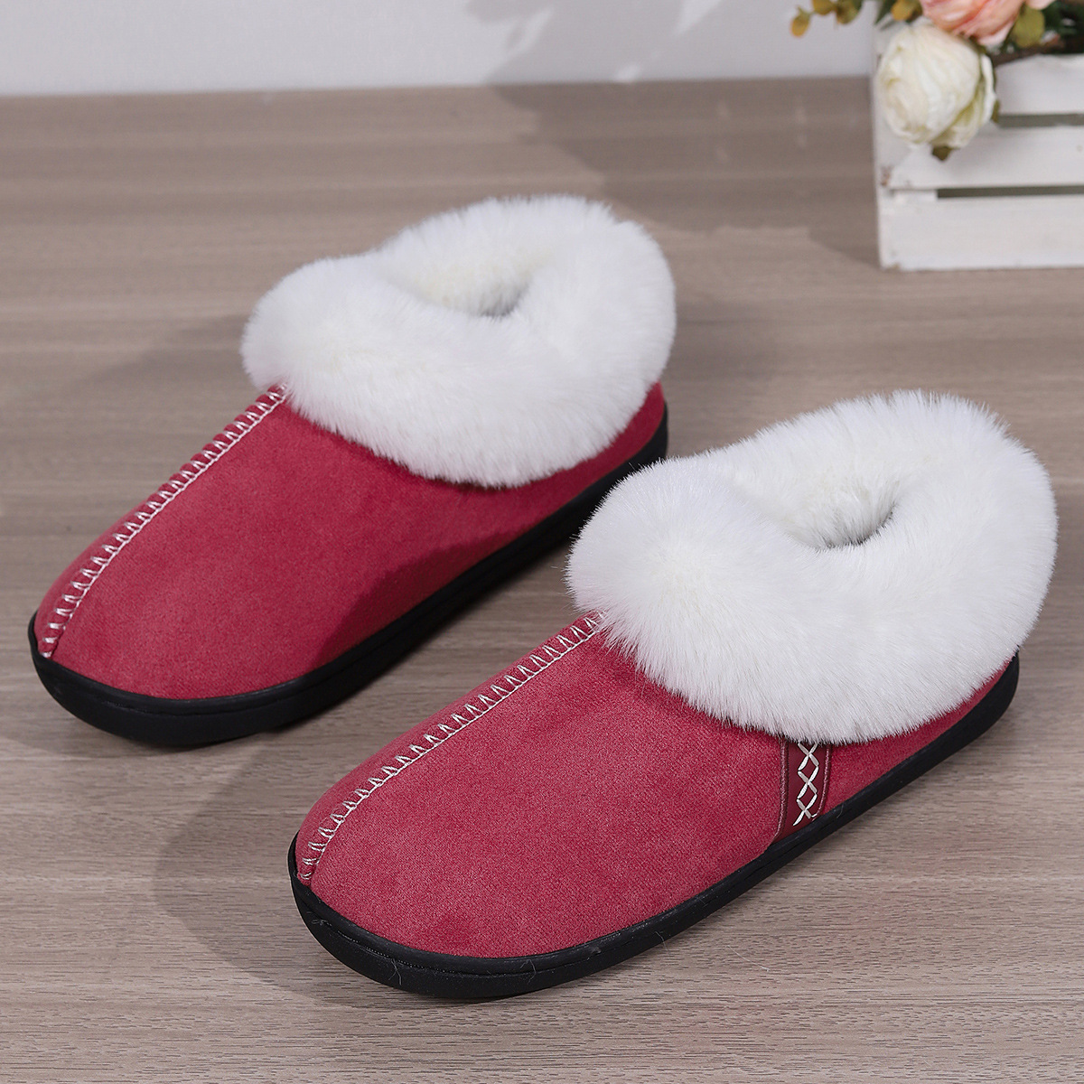 Home cotton slippers female Baotou cotton drag indoor household non-slip neutral slippers_voghion.com