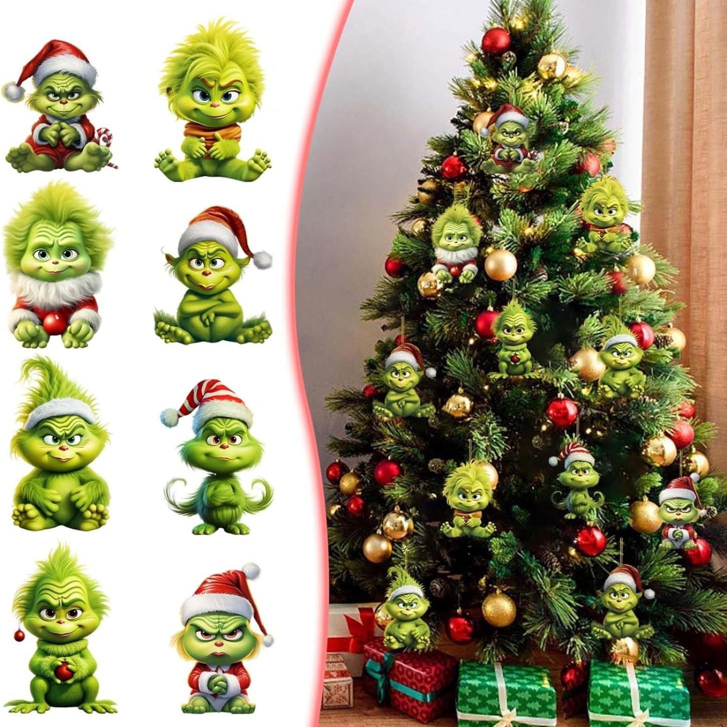 2023 transfronteriza nuevo Grinch adornos de decoración de Navidad de dibujos animados árbol de Navidad colgante decoración interior del coche de Navidad