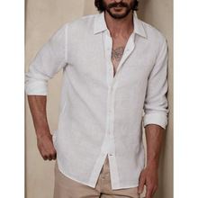 S 34431 Solid linen men's casual shirt ��ɫ������ʿ���г���