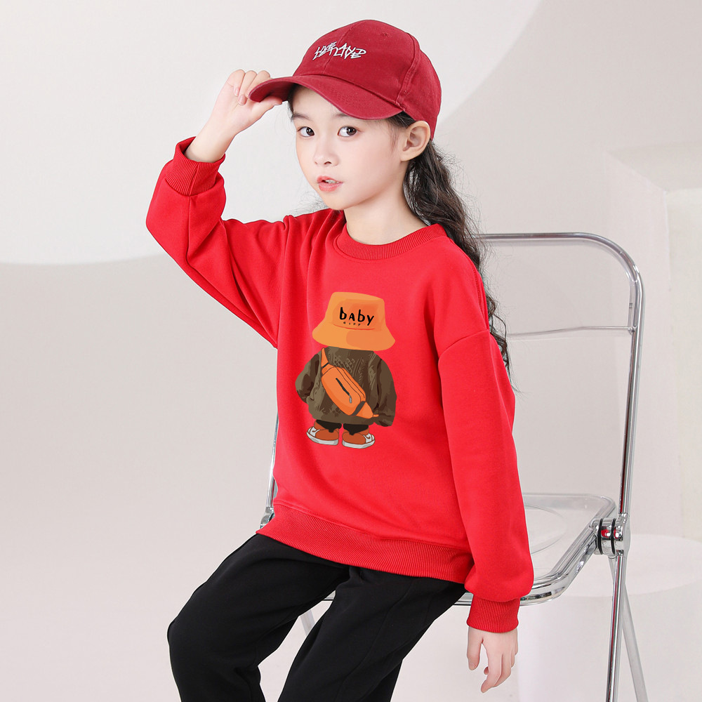Children's Hoodie Autumn New Drop Shoulder Korean Style Medium and Large Children's Boys and Girls Base Shirt Spring and Autumn Long Sleeve Top